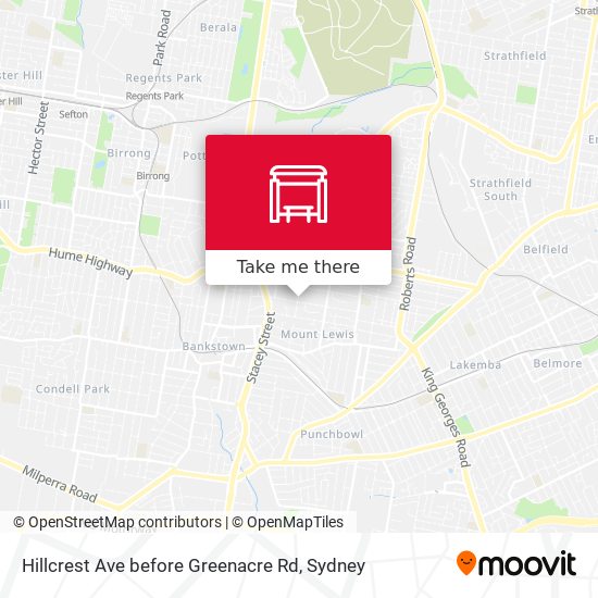 Hillcrest Ave before Greenacre Rd map