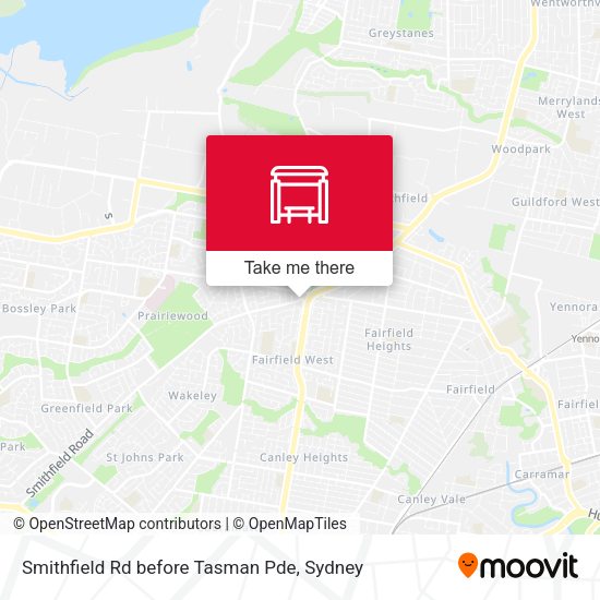 Smithfield Rd before Tasman Pde map