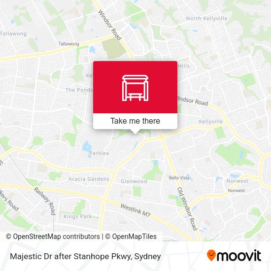 Majestic Dr after Stanhope Pkwy map