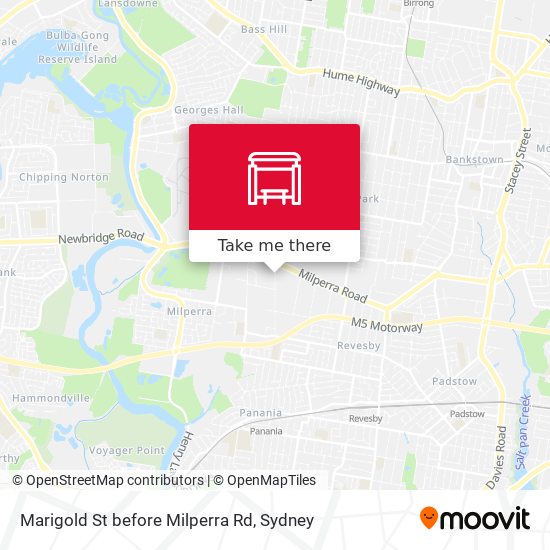 Marigold St before Milperra Rd map