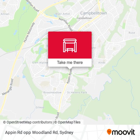 Appin Rd opp Woodland Rd map