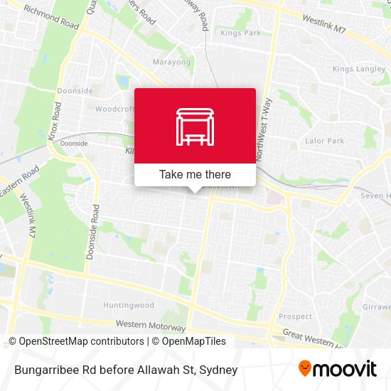 Bungarribee Rd before Allawah St map