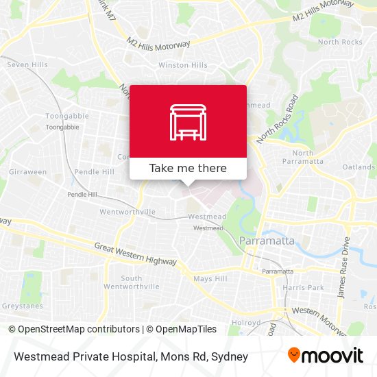 Westmead Private Hospital, Mons Rd map