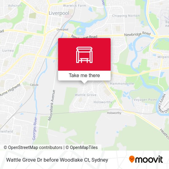 Wattle Grove Dr before Woodlake Ct map