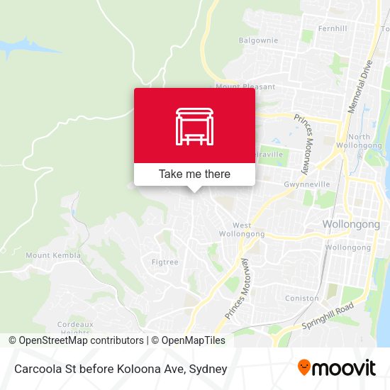 Carcoola St before Koloona Ave map