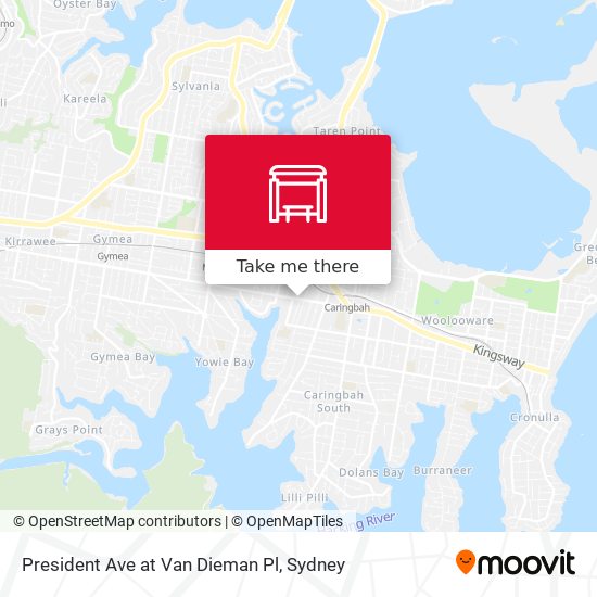 President Ave at Van Dieman Pl map