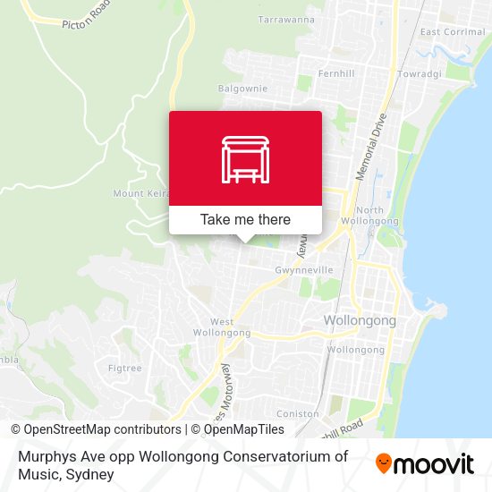 Murphys Ave opp Wollongong Conservatorium of Music map