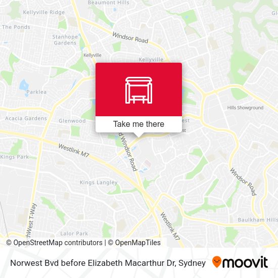 Norwest Bvd before Elizabeth Macarthur Dr map