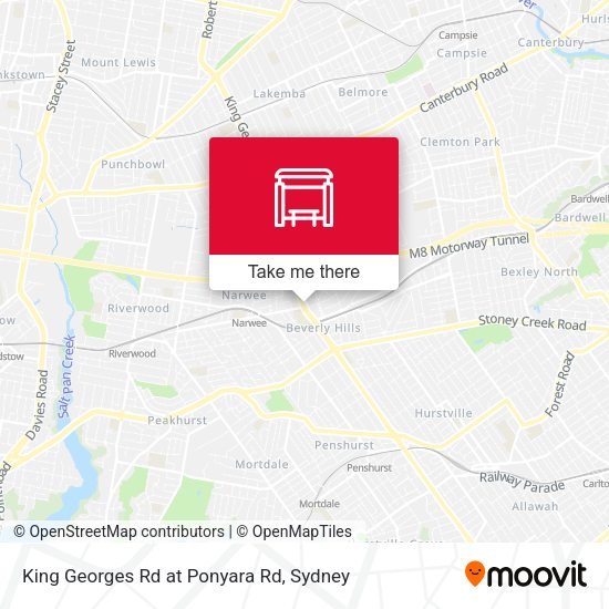 King Georges Rd at Ponyara Rd map