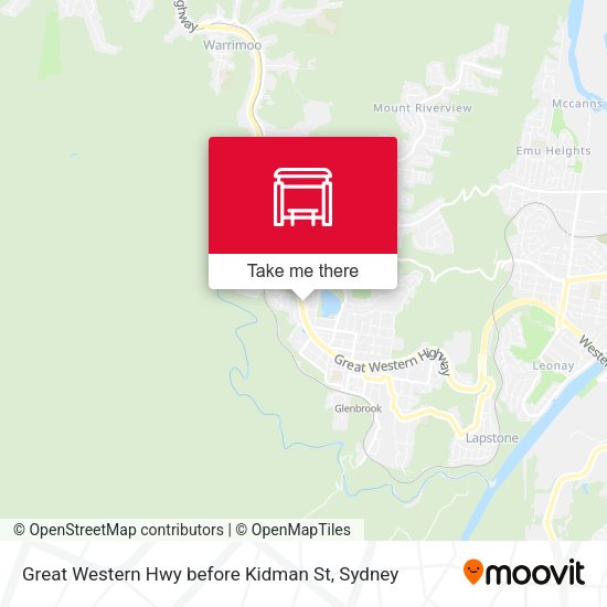 Great Western Hwy before Kidman St map