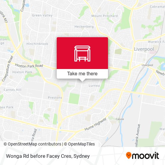 Wonga Rd before Facey Cres map