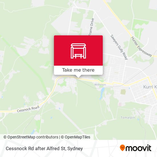 Cessnock Rd after Alfred St map