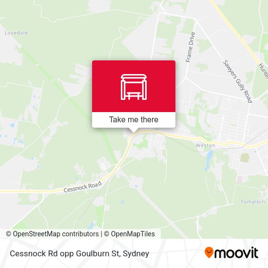 Cessnock Rd opp Goulburn St map