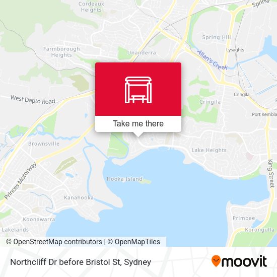Northcliff Dr before Bristol St map