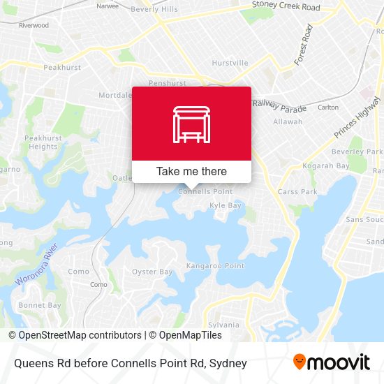 Queens Rd before Connells Point Rd map