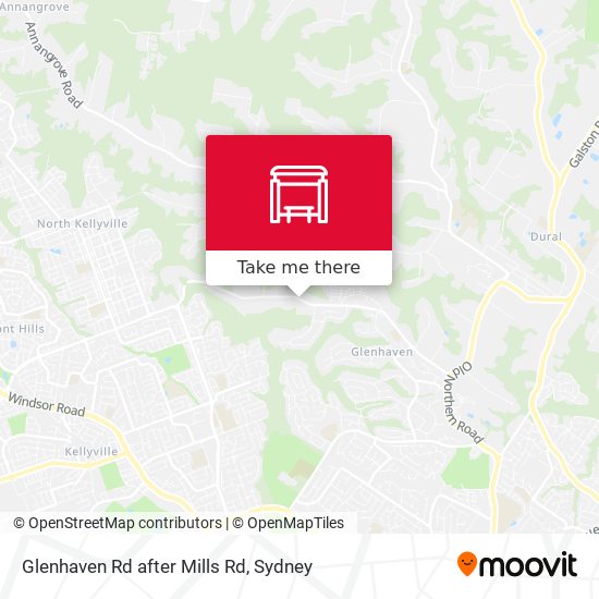 Glenhaven Rd after Mills Rd map