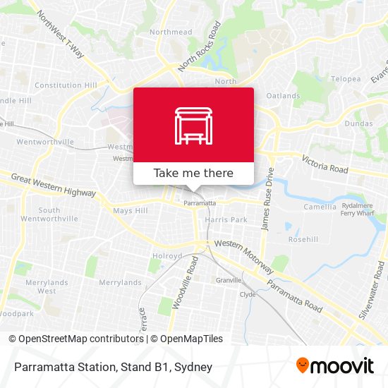 Parramatta Station, Stand B1 map