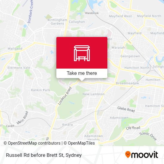 Russell Rd before Brett St map
