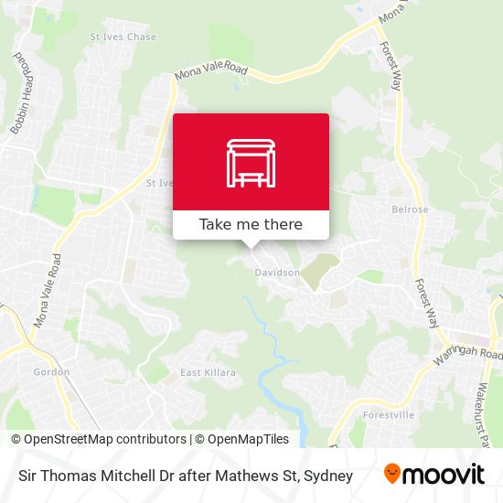 Sir Thomas Mitchell Dr after Mathews St map