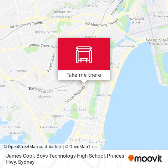 James Cook Boys Technology High School, Princes Hwy map