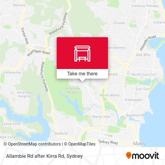 Allambie Rd after Kirra Rd map