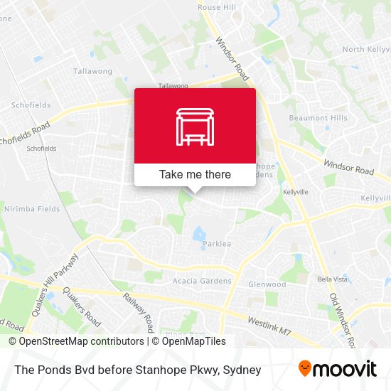 The Ponds Bvd before Stanhope Pkwy map