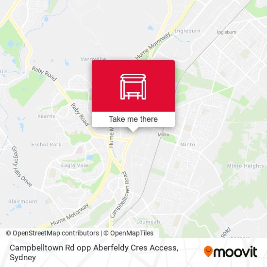 Campbelltown Rd opp Aberfeldy Cres Access map