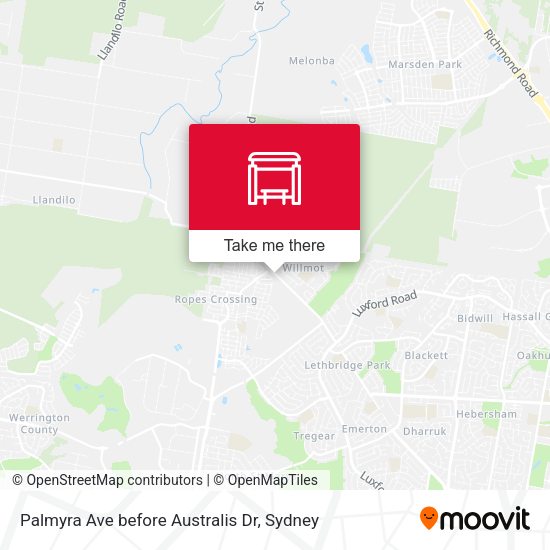 Palmyra Ave before Australis Dr map