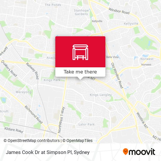 James Cook Dr at Simpson Pl map