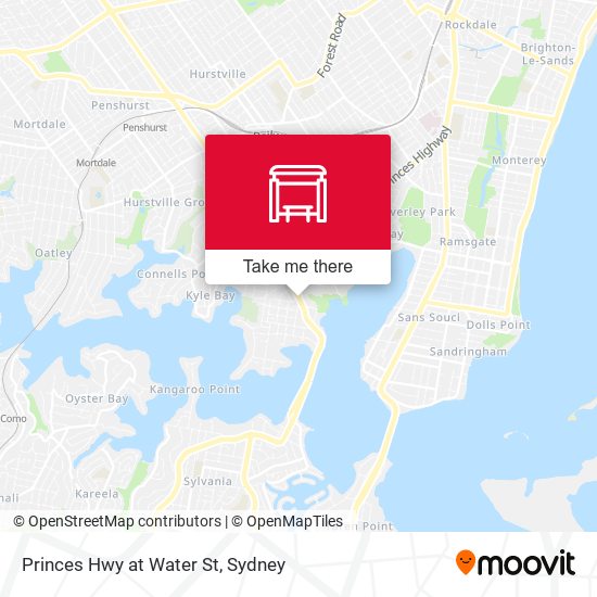 Princes Hwy at Water St map
