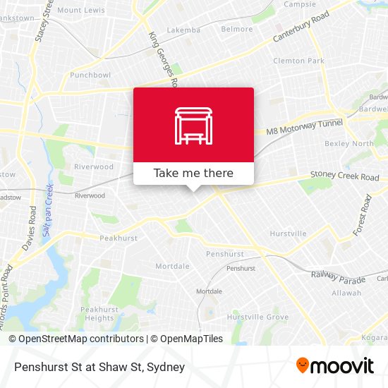 Penshurst St at Shaw St map
