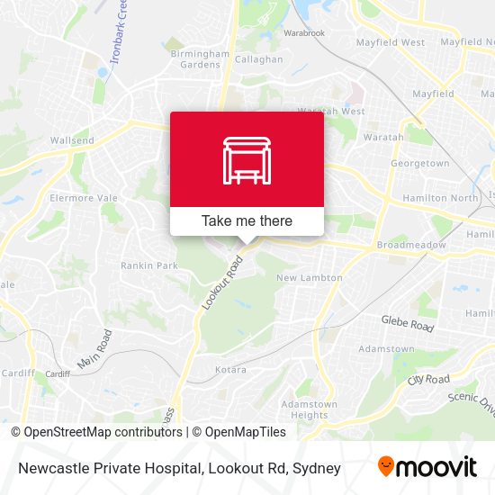 Newcastle Private Hospital, Lookout Rd map