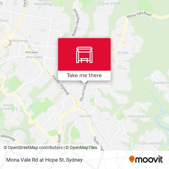 Mona Vale Rd at Hope St map