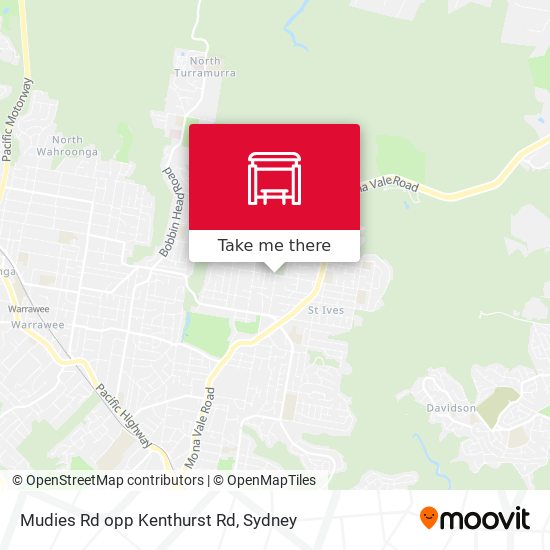 Mudies Rd opp Kenthurst Rd map