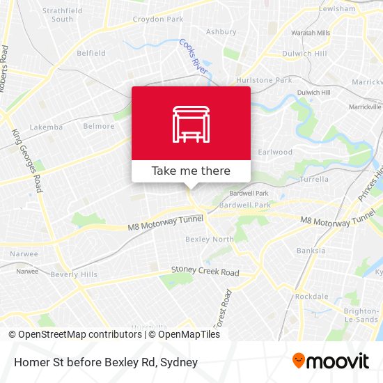 Homer St before Bexley Rd map