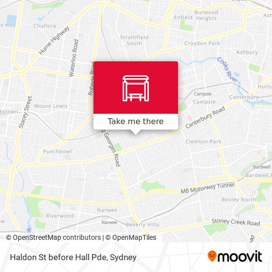 Haldon St before Hall Pde map
