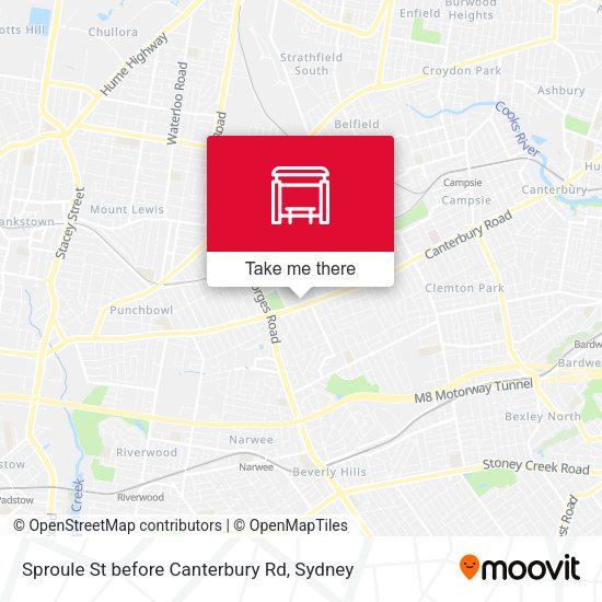 Sproule St before Canterbury Rd map