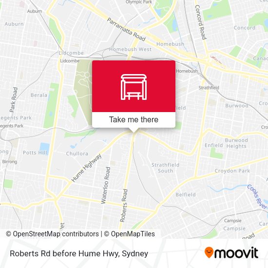 Roberts Rd before Hume Hwy map