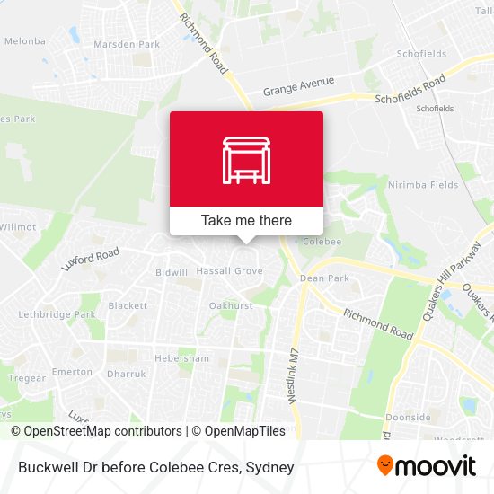 Buckwell Dr before Colebee Cres map
