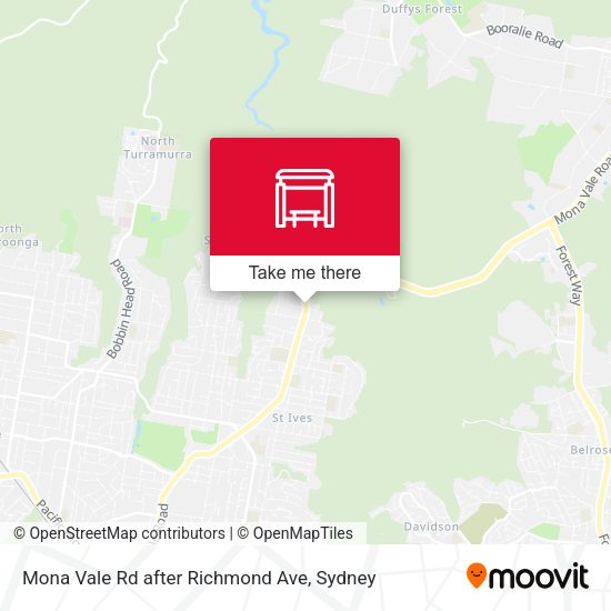 Mona Vale Rd after Richmond Ave map