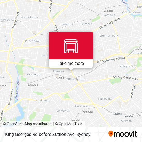King Georges Rd before Zuttion Ave map