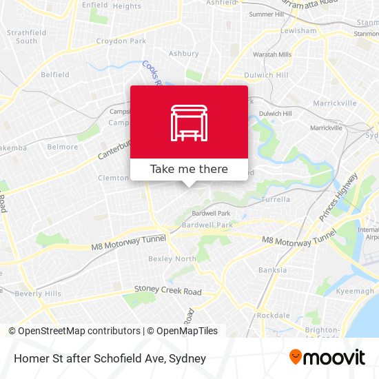 Homer St after Schofield Ave map