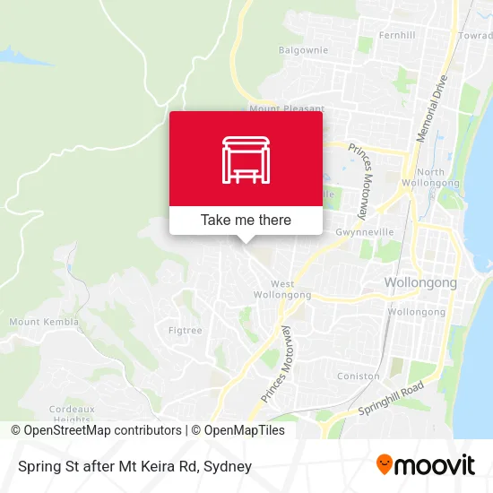 Spring St after Mt Keira Rd map