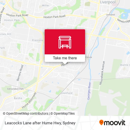 Leacocks Lane after Hume Hwy map