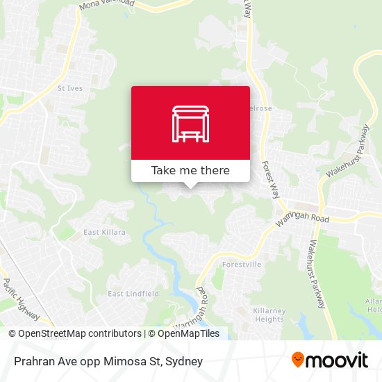 Prahran Ave opp Mimosa St map