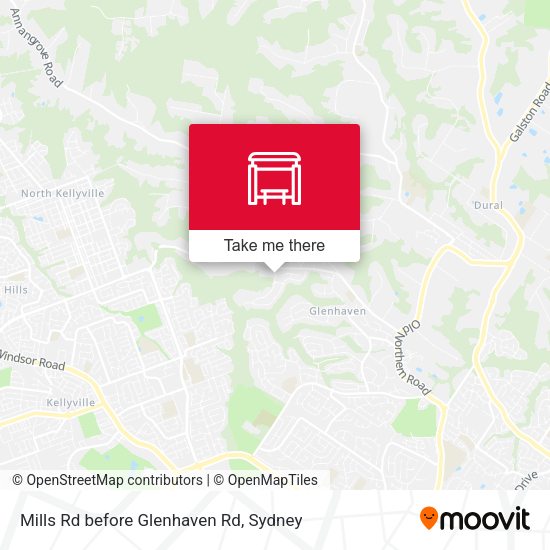 Mills Rd before Glenhaven Rd map