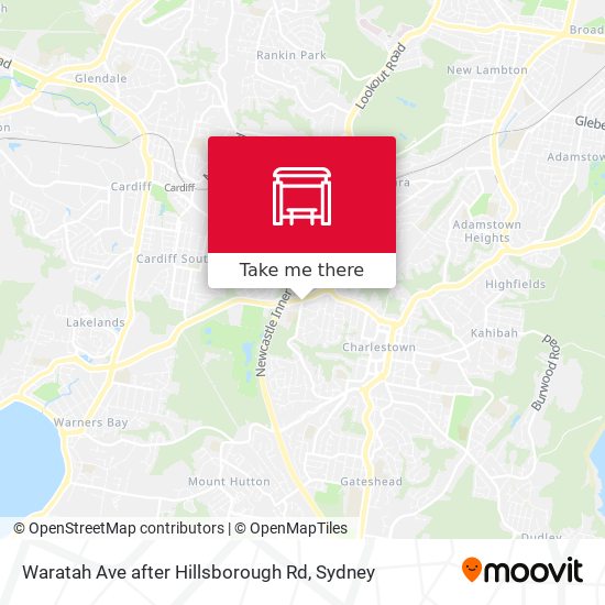 Waratah Ave after Hillsborough Rd map