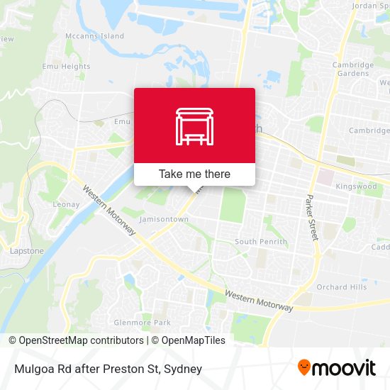 Mulgoa Rd after Preston St map