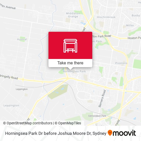 Horningsea Park Dr before Joshua Moore Dr map