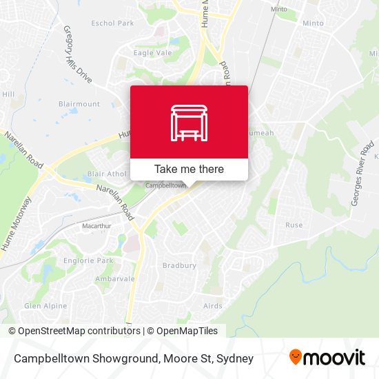 Mapa Campbelltown Showground, Moore St